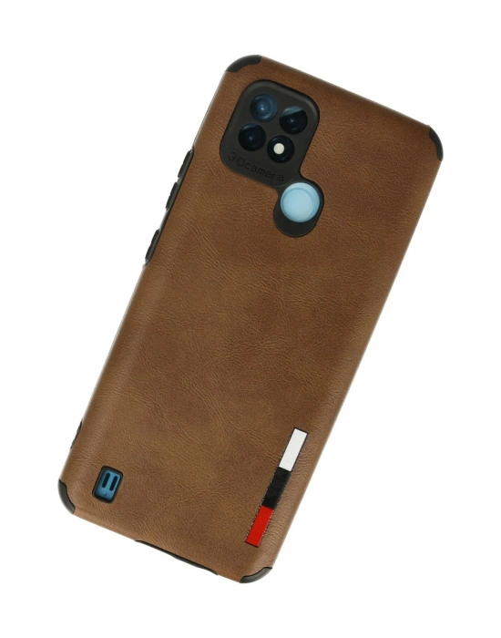 Newface Realme C21 Kılıf Loop Deri Silikon - Kahverengi