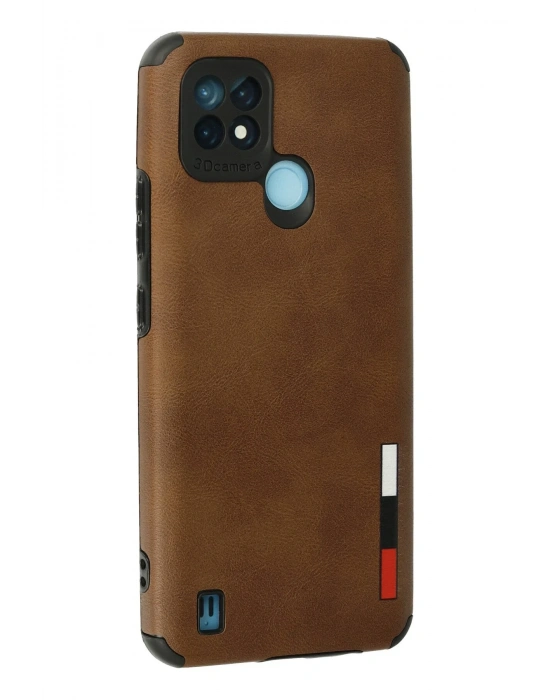 Newface Realme C21 Kılıf Loop Deri Silikon - Kahverengi