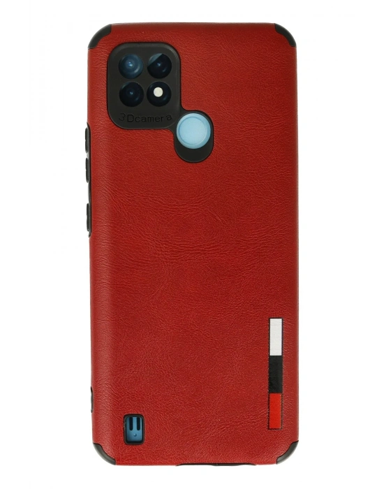 Newface Realme C21 Kılıf Loop Deri Silikon - Kırmızı