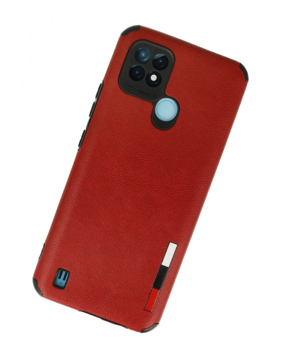 Newface Realme C21 Kılıf Loop Deri Silikon - Kırmızı