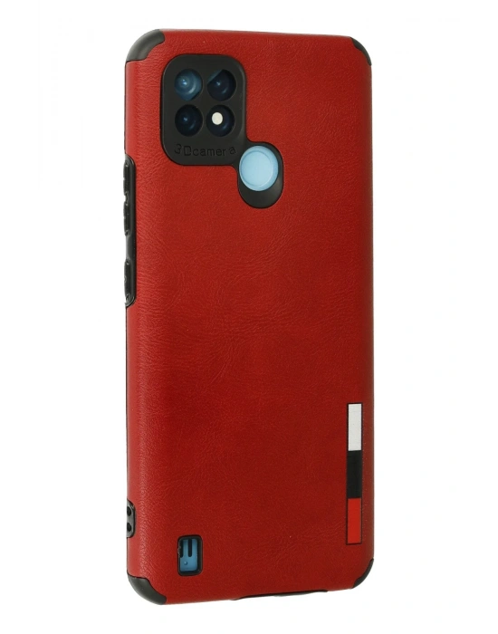 Newface Realme C21 Kılıf Loop Deri Silikon - Kırmızı