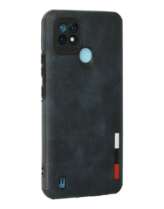 Newface Realme C21 Kılıf Loop Deri Silikon - Lacivert