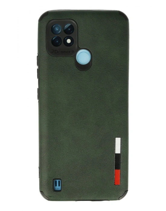 Newface Realme C21 Kılıf Loop Deri Silikon - Yeşil