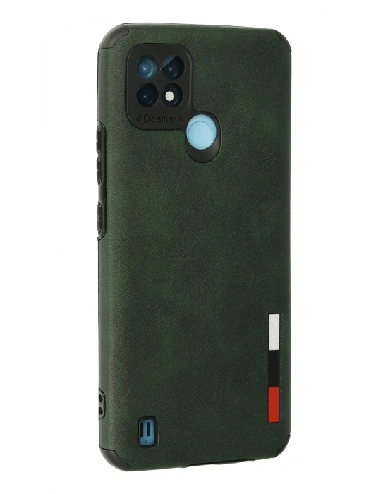 Newface Realme C21 Kılıf Loop Deri Silikon - Yeşil