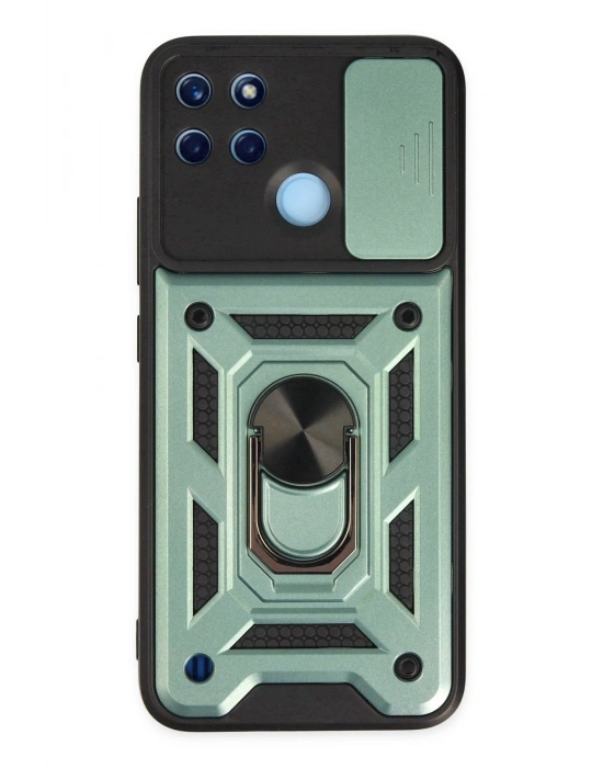 Newface Realme C25Y Kılıf Pars Lens Yüzüklü Silikon - Yeşil