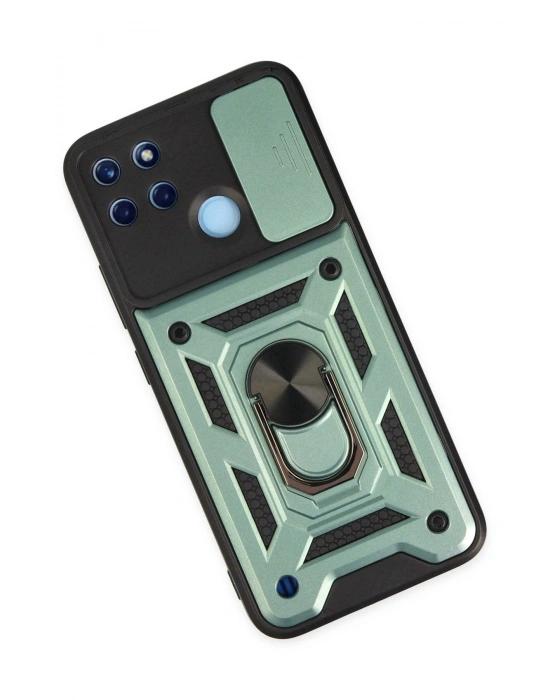 Newface Realme C25Y Kılıf Pars Lens Yüzüklü Silikon - Yeşil