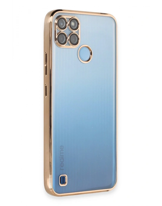 Newface Realme C25Y Kılıf Razer Lensli Silikon - Gold