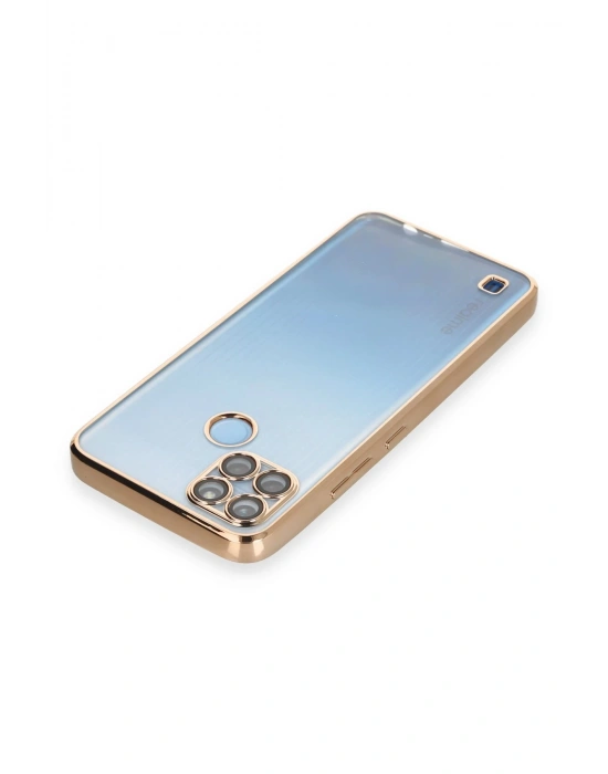 Newface Realme C25Y Kılıf Razer Lensli Silikon - Gold