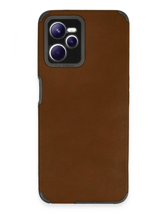 Newface Realme C35 Kılıf Loop Deri Silikon - Kahverengi