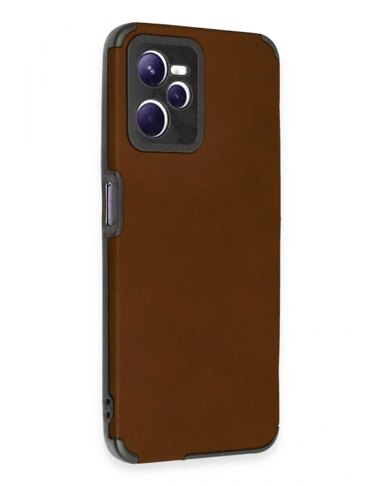Newface Realme C35 Kılıf Loop Deri Silikon - Kahverengi