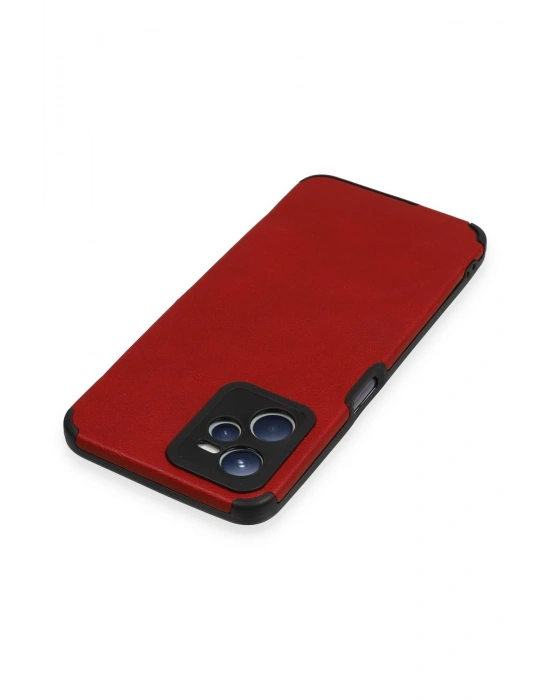 Newface Realme C35 Kılıf Loop Deri Silikon - Kırmızı