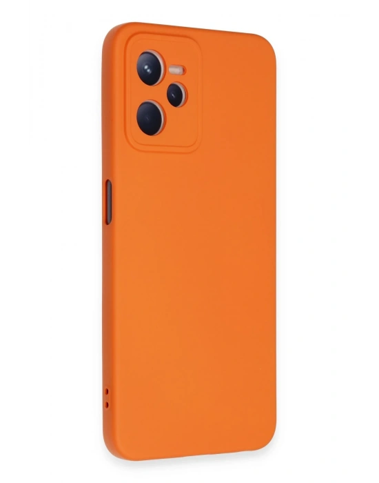 Newface Realme C35 Kılıf Nano içi Kadife Silikon - Turuncu