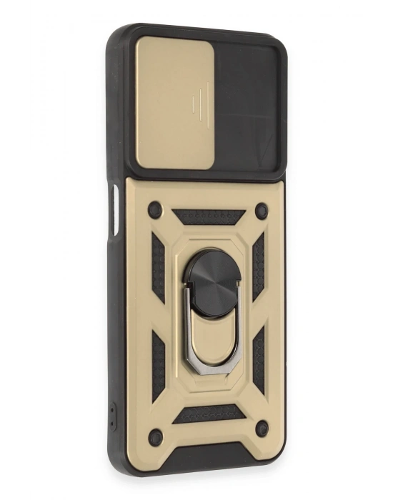 Newface Realme C35 Kılıf Pars Lens Yüzüklü Silikon - Gold