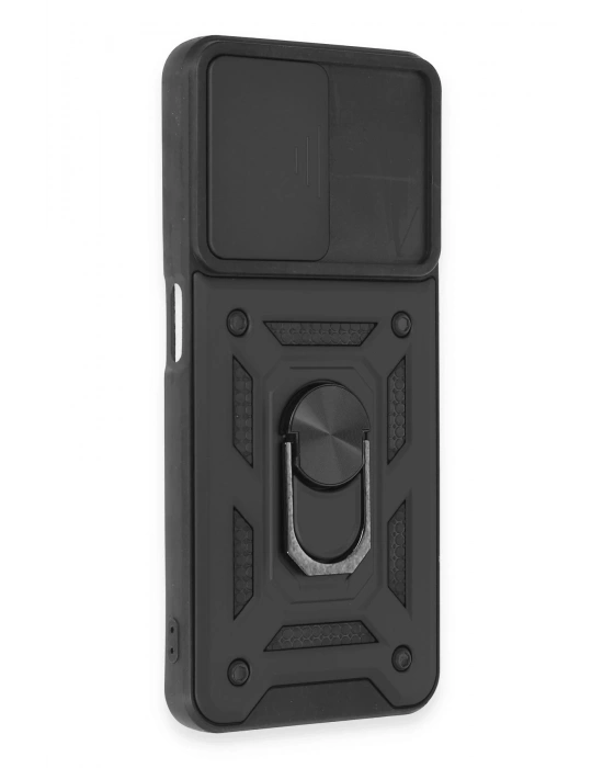 Newface Realme C35 Kılıf Pars Lens Yüzüklü Silikon - Siyah