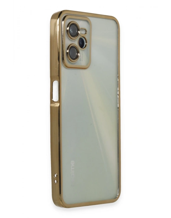 Newface Realme C35 Kılıf Razer Lensli Silikon - Gold