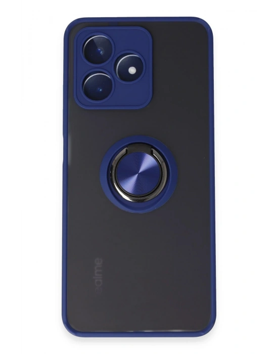 Newface Realme C53 Kılıf Montreal Yüzüklü Silikon Kapak - Lacivert