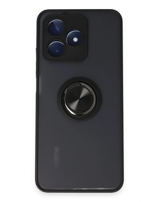 Newface Realme C53 Kılıf Montreal Yüzüklü Silikon Kapak - Siyah