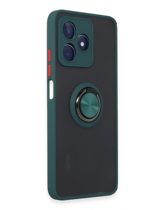 Newface Realme C53 Kılıf Montreal Yüzüklü Silikon Kapak - Yeşil
