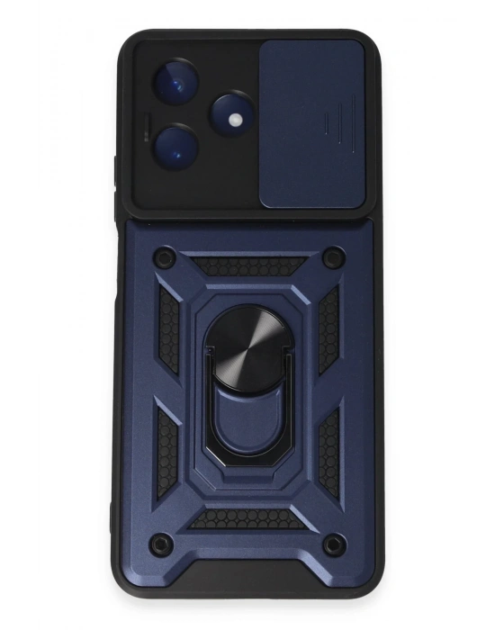 Newface Realme C53 Kılıf Pars Lens Yüzüklü Silikon - Lacivert