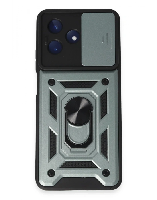 Newface Realme C53 Kılıf Pars Lens Yüzüklü Silikon - Yeşil