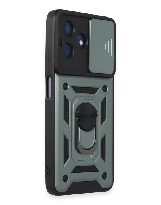 Newface Realme C53 Kılıf Pars Lens Yüzüklü Silikon - Yeşil