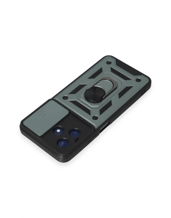 Newface Realme C53 Kılıf Pars Lens Yüzüklü Silikon - Yeşil