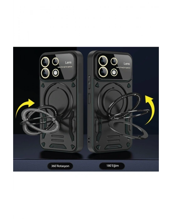 Newface Realme C55 Kılıf Joy Lens Standlı Kapak - Kırmızı