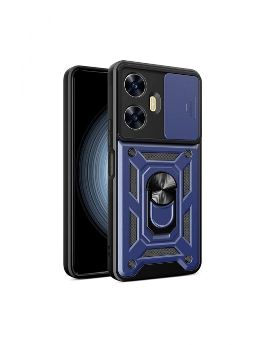 Newface Realme C55 Kılıf Pars Lens Yüzüklü Silikon - Lacivert