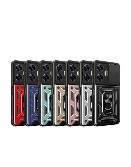 Newface Realme C55 Kılıf Pars Lens Yüzüklü Silikon - Lacivert