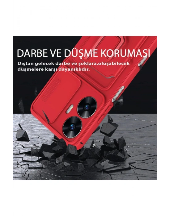 Newface Realme C55 Kılıf Zuma Kartvizitli Yüzüklü Silikon - Siyah