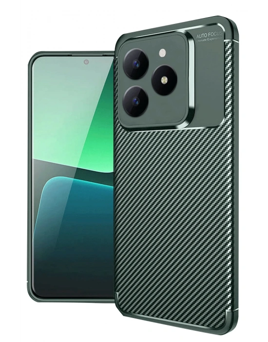 Newface Realme C61 Kılıf Auto Focus Karbon Kapak - Koyu Yeşil