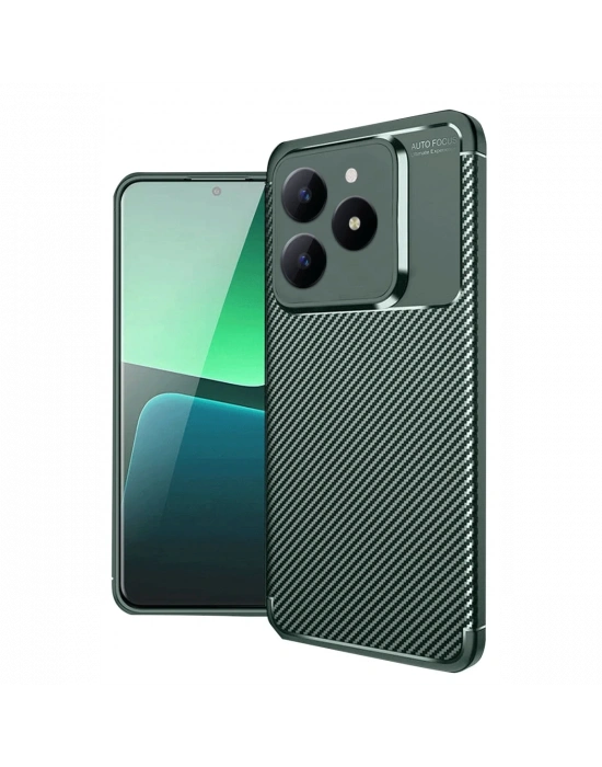 Newface Realme C61 Kılıf Auto Focus Karbon Kapak - Koyu Yeşil