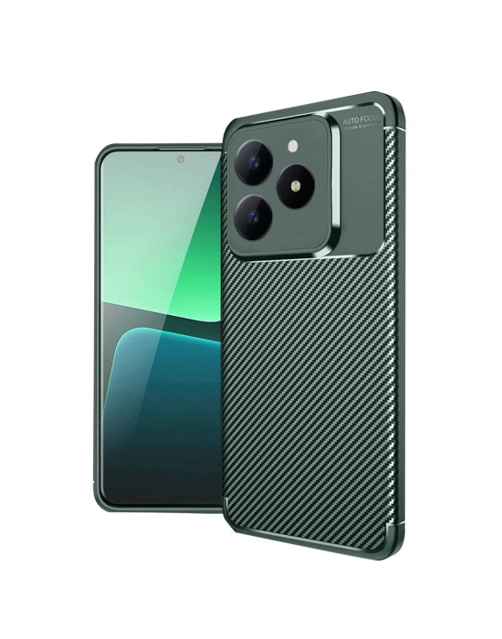 Newface Realme C61 Kılıf Auto Focus Karbon Kapak - Koyu Yeşil