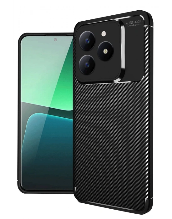 Newface Realme C61 Kılıf Auto Focus Karbon Kapak - Siyah