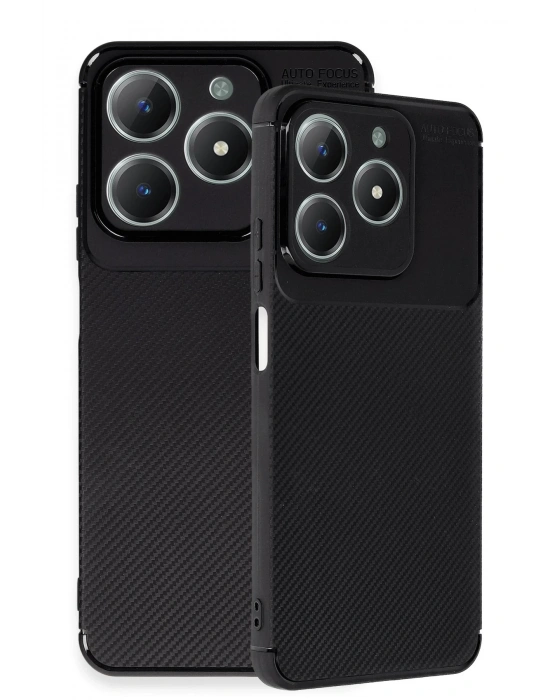Newface Realme C61 Kılıf Auto Focus Karbon Kapak - Siyah