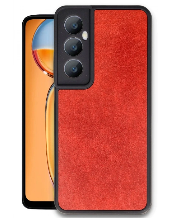 Newface Realme C65 Kılıf Aras Deri Kapak - Kırmızı