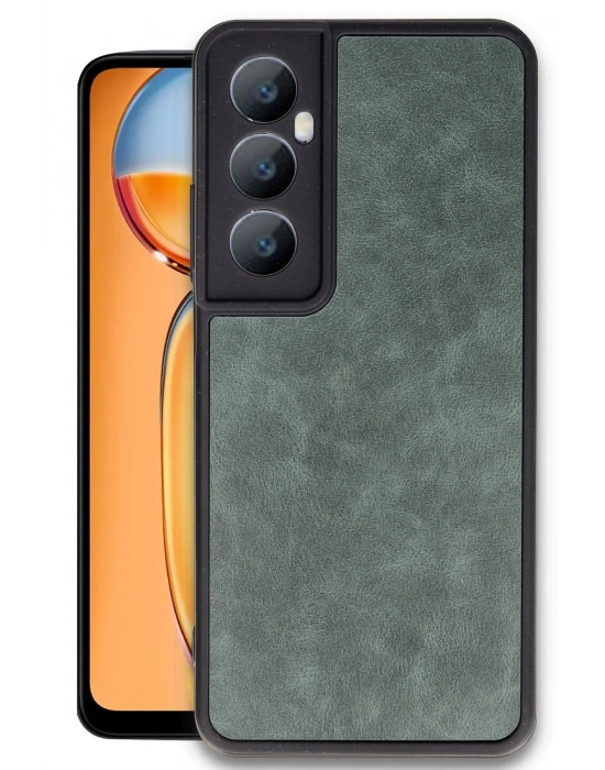 Newface Realme C65 Kılıf Aras Deri Kapak - Koyu Yeşil