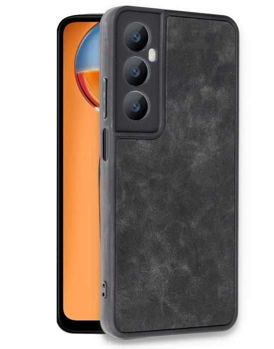 Newface Realme C65 Kılıf Aras Deri Kapak - Siyah