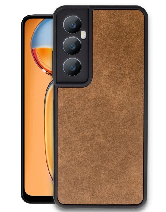 Newface Realme C65 Kılıf Aras Deri Kapak - Taba