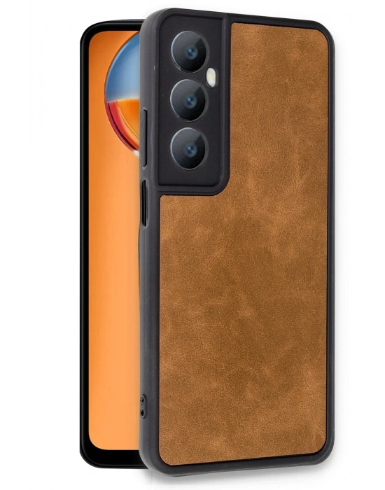 Newface Realme C65 Kılıf Aras Deri Kapak - Taba