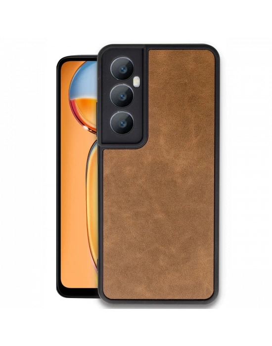 Newface Realme C65 Kılıf Aras Deri Kapak - Taba