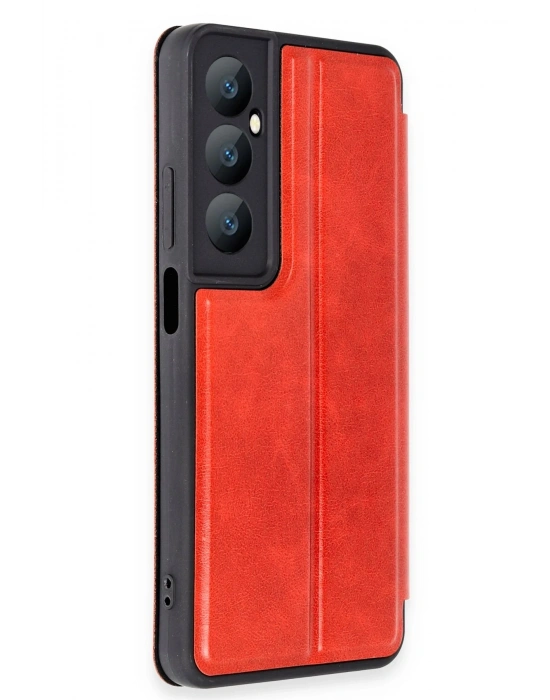 Newface Realme C65 Kılıf Flip Cover - Kırmızı