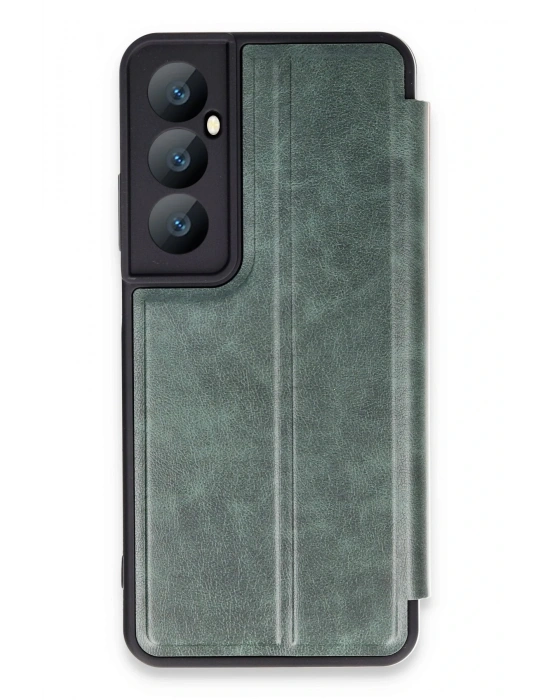 Newface Realme C65 Kılıf Flip Cover - Koyu Yeşil