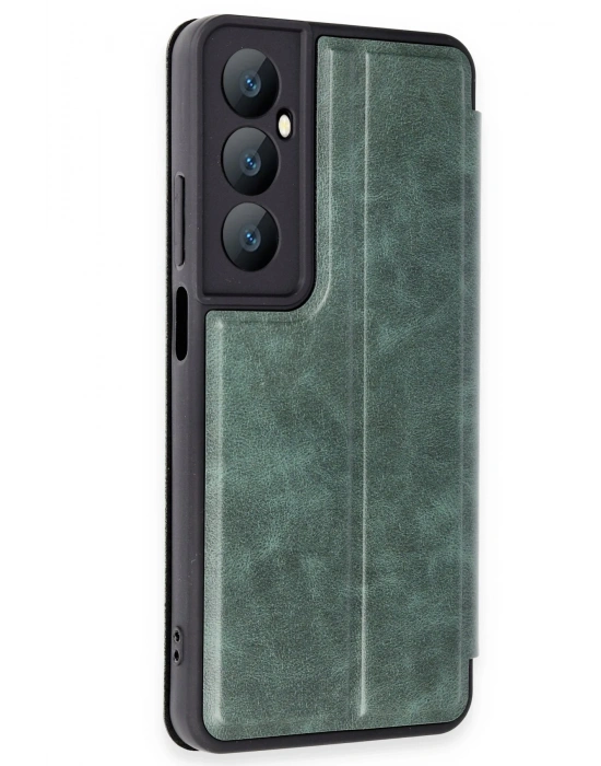 Newface Realme C65 Kılıf Flip Cover - Koyu Yeşil