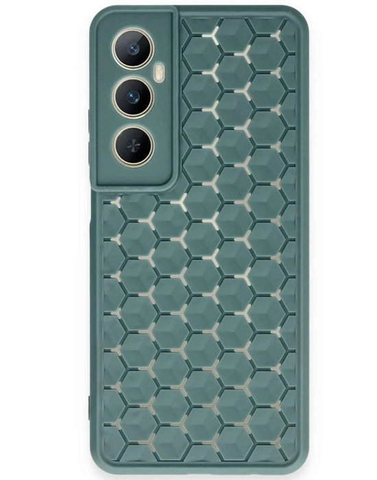 Newface Realme C65 Kılıf Petek Silikon Kapak - Koyu Yeşil