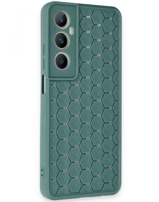 Newface Realme C65 Kılıf Petek Silikon Kapak - Koyu Yeşil