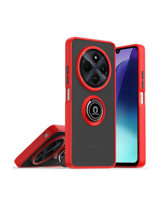 Newface Realme C75 4G Kılıf Montreal Yüzüklü Silikon Kapak - Kırmızı