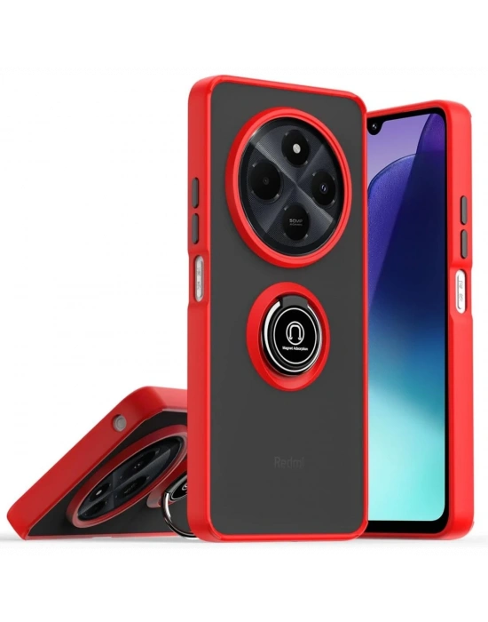Newface Realme C75 4G Kılıf Montreal Yüzüklü Silikon Kapak - Kırmızı