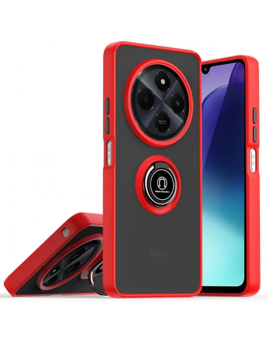 Newface Realme C75 4G Kılıf Montreal Yüzüklü Silikon Kapak - Kırmızı