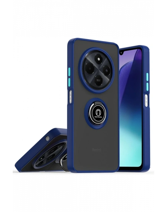 Newface Realme C75 4G Kılıf Montreal Yüzüklü Silikon Kapak - Lacivert